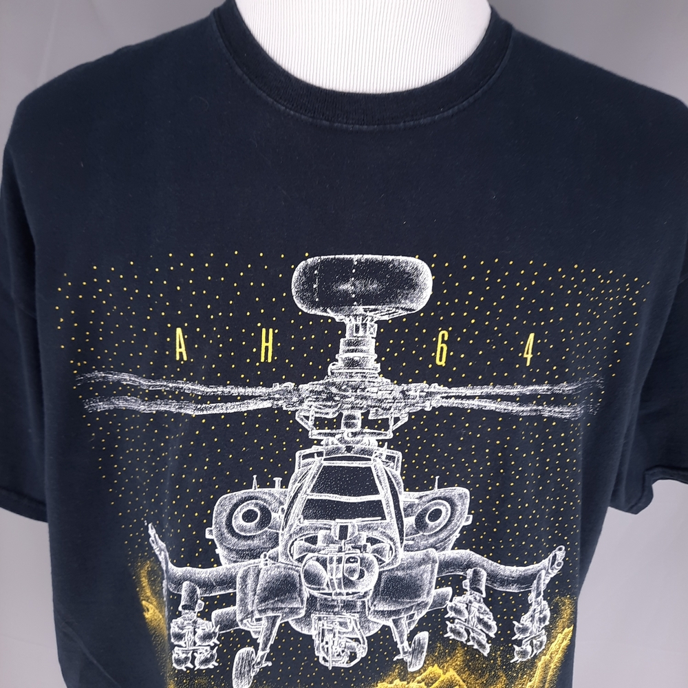 Vintage AH 64 Longbow Blackbird Helicopter Black T-Shirt Adult 2XL Military